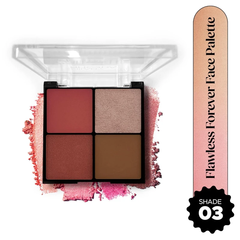 Hilary Rhoda Flawless Forever Face Palette | Highlighter, Contour & 2 Blushes | All-in-one Face Makeup Kit | Highly Pigmented & Long Lasting Face Palette | 11.2g (Dark- Shade 03) thumbnail 2
